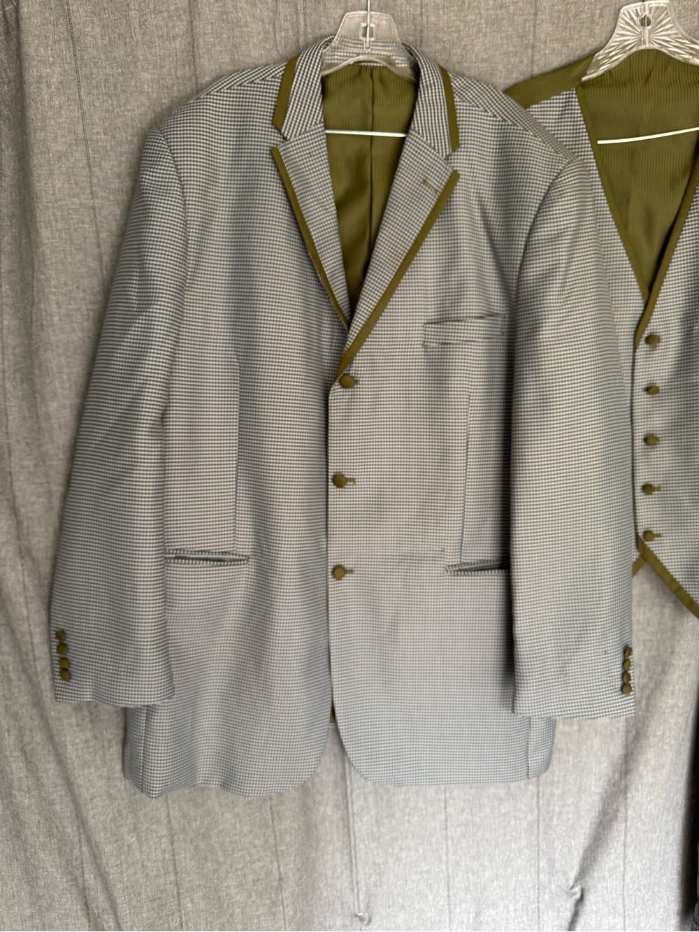 EJ Samuel Italy Wool Suit Mens 48R Super 150s Houndstooth 3 Piece Pants W42x32 - Picture 2 of 13